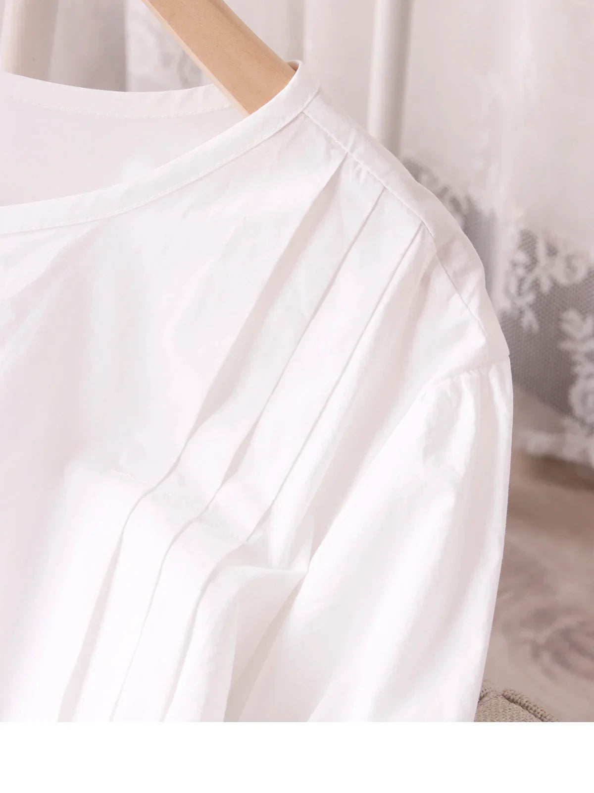 Women's Round Neck Pure Cotton White Shirt Breathable Comfortable Travel and Daily Wear Essential