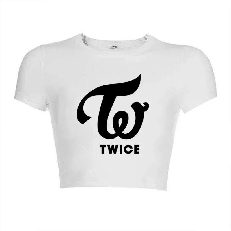 Korean KPOP Women Slim Fit T-Shirt Harajuku Style Streetwear for Summer Fashion