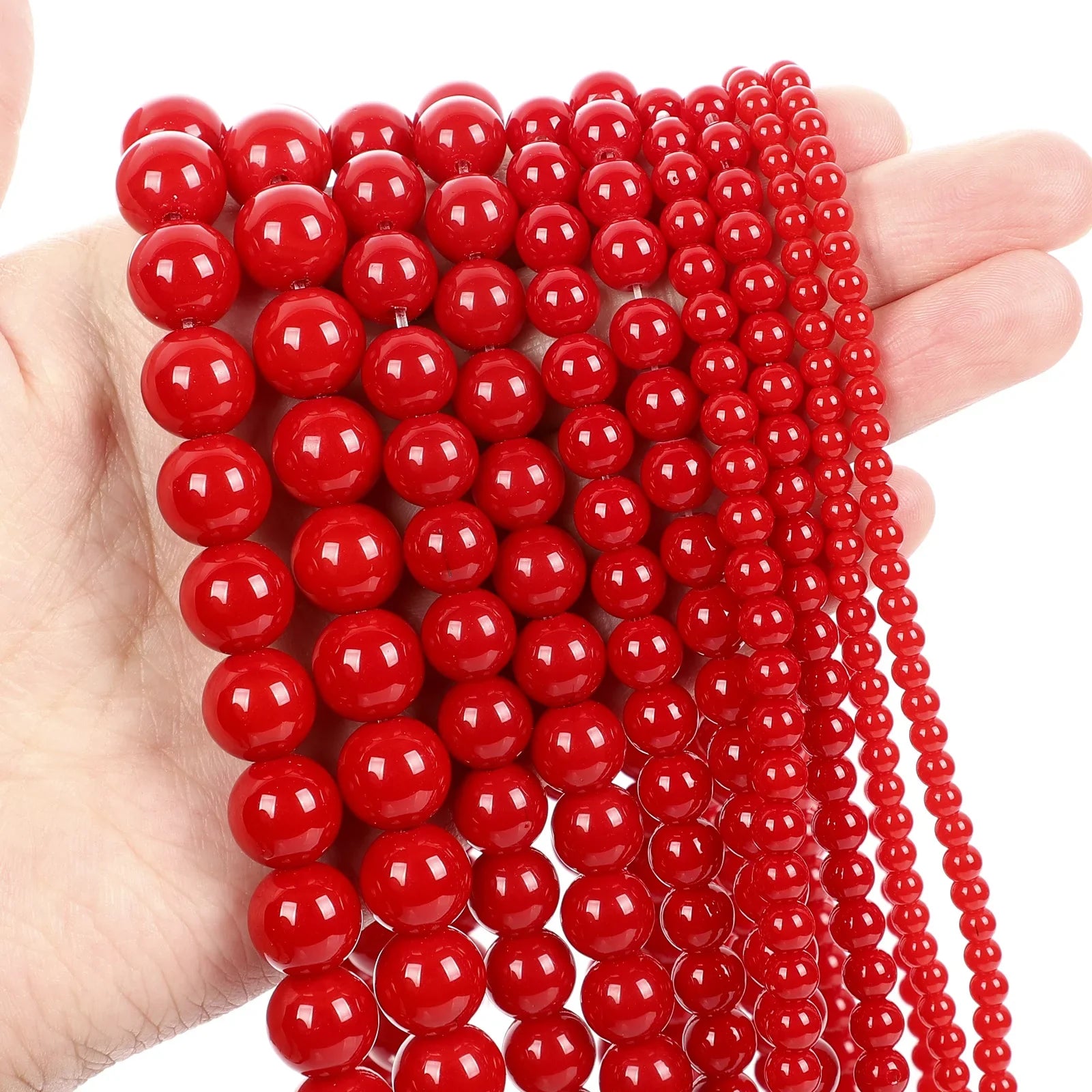 Red Coral Stone Beads 6mm 8mm 10mm Round Loose Spacer Beads for Jewelry Making DIY Necklaces Bracelets Charms