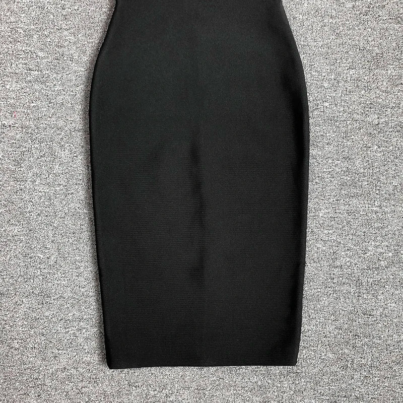 Black Mesh Bandage Dress for Women Long Sleeve Bodycon