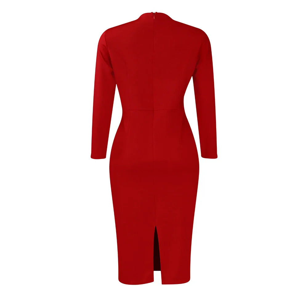 Office Dress For Women Professional O Neck Striped Sheath