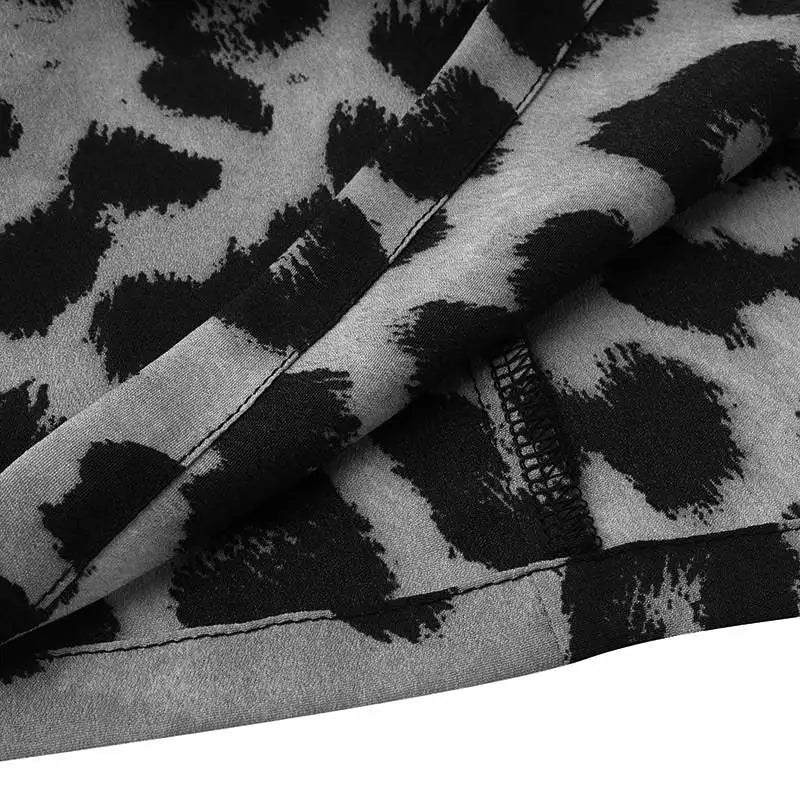 Leopard Print Boho Mini Dress For Beach Sundress Casual