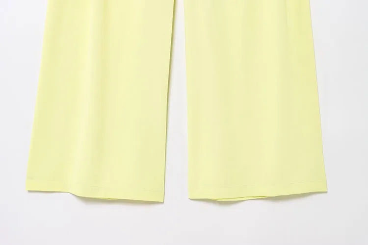 Double Pleat Trouser Set for Women with V Neck Halter Waistcoat and High Waist Trousers