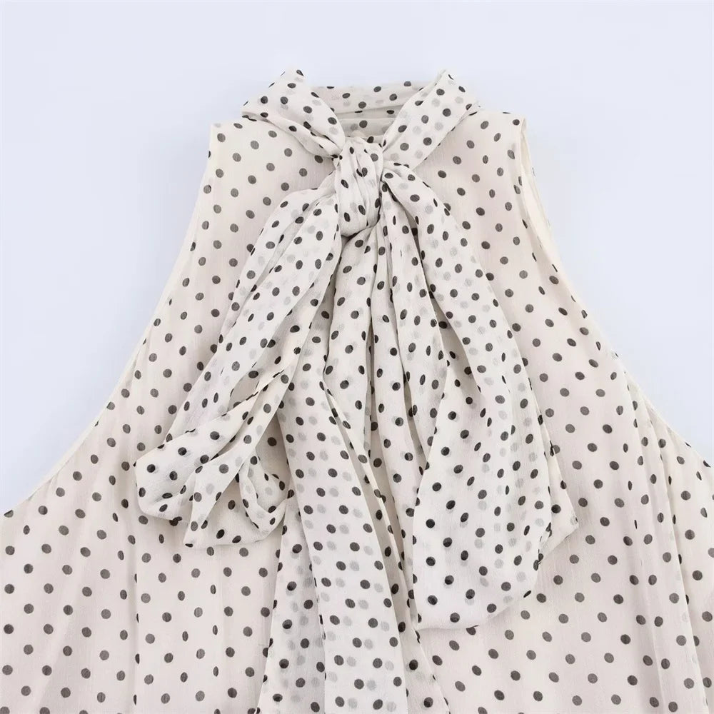 Polka Dot Halter Neck Dress For Women Summer Fashion