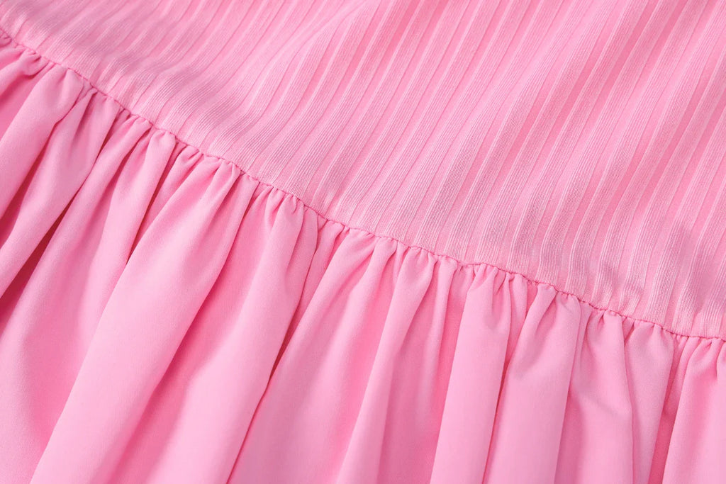 Ribbed Sleeveless Patchwork Bubble Backless Minidress