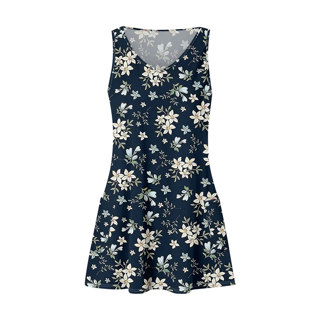 Bohemian Flower Print Beach Dress With Pockets For Women