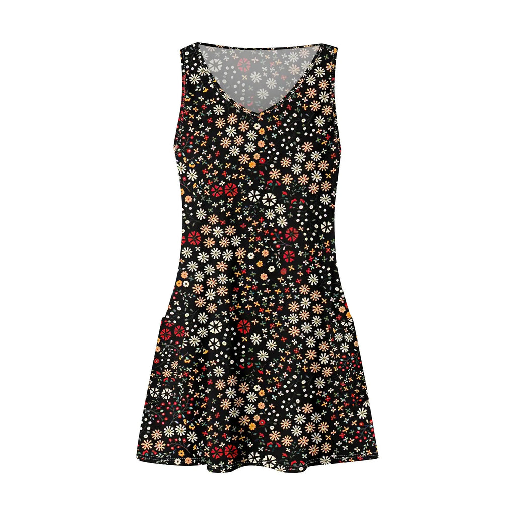 Bohemian Flower Print Beach Dress With Pockets For Women