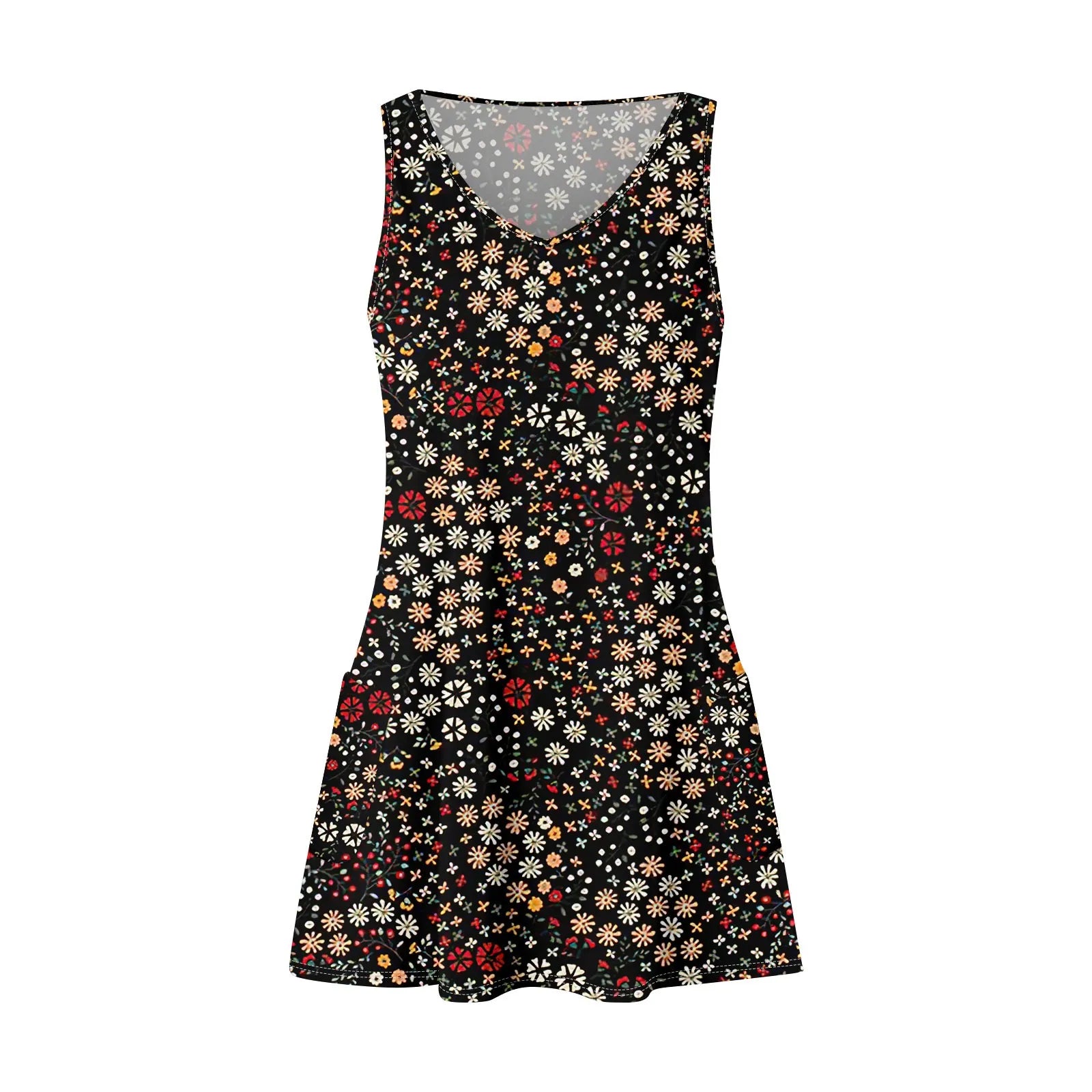 Bohemian Flower Print Beach Dress With Pockets For Women