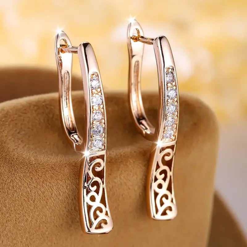 Unique Design Hollow Out Gold Hoop Earrings for Women - Irregular Trendy Jewelry for Weddings and Parties