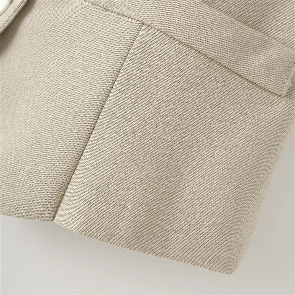 Versatile Slim Sleeveless Cotton Linen Vest and Mid-Waist Trousers Suit for Women's Commuting Style