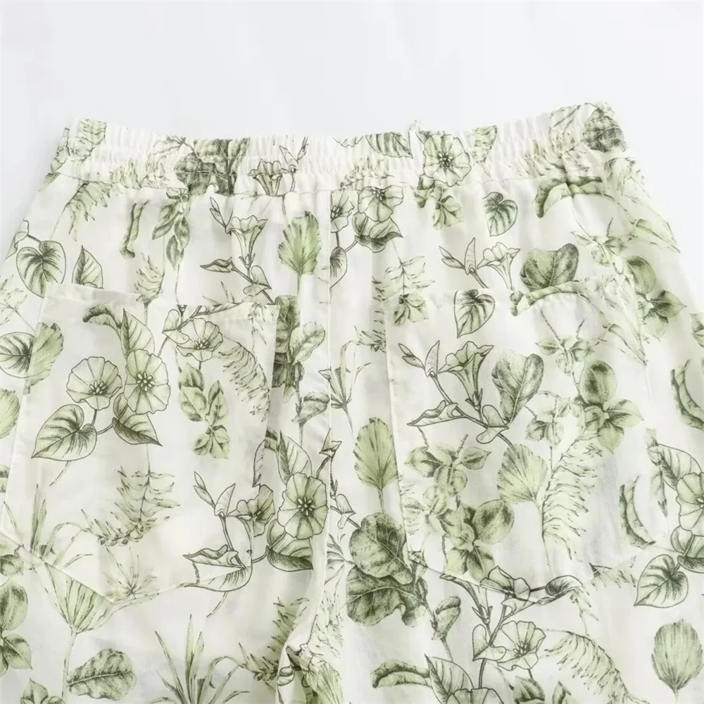 Casual Loose Printed Shirt and Wide Leg Straight Pants Set for Women Versatile Stylish Everyday Outfit