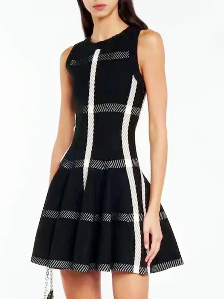 Elegant Black Knit Dress For Women Sleeveless Party Dress