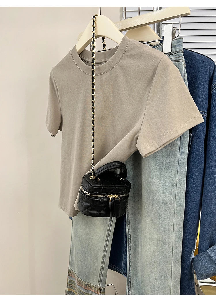 Oversized Cotton T-Shirt for Women, Short Sleeve Spring Tee with Trendy Print, Casual Y2K Style Top