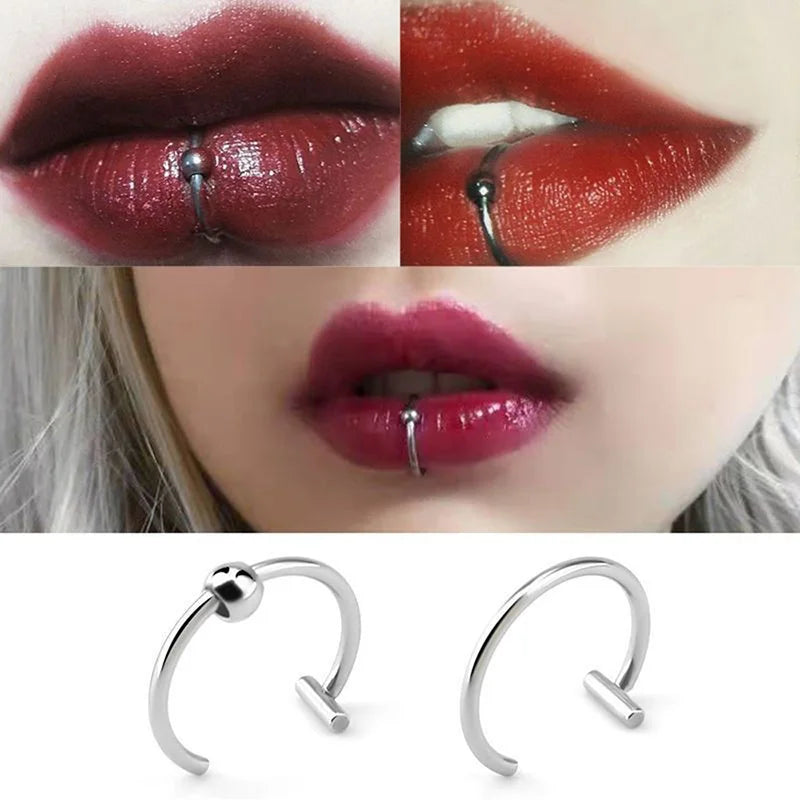 Stainless Steel Fake Nose Ring Hoop Non-Pierced Septum Earring Body Jewelry for Women