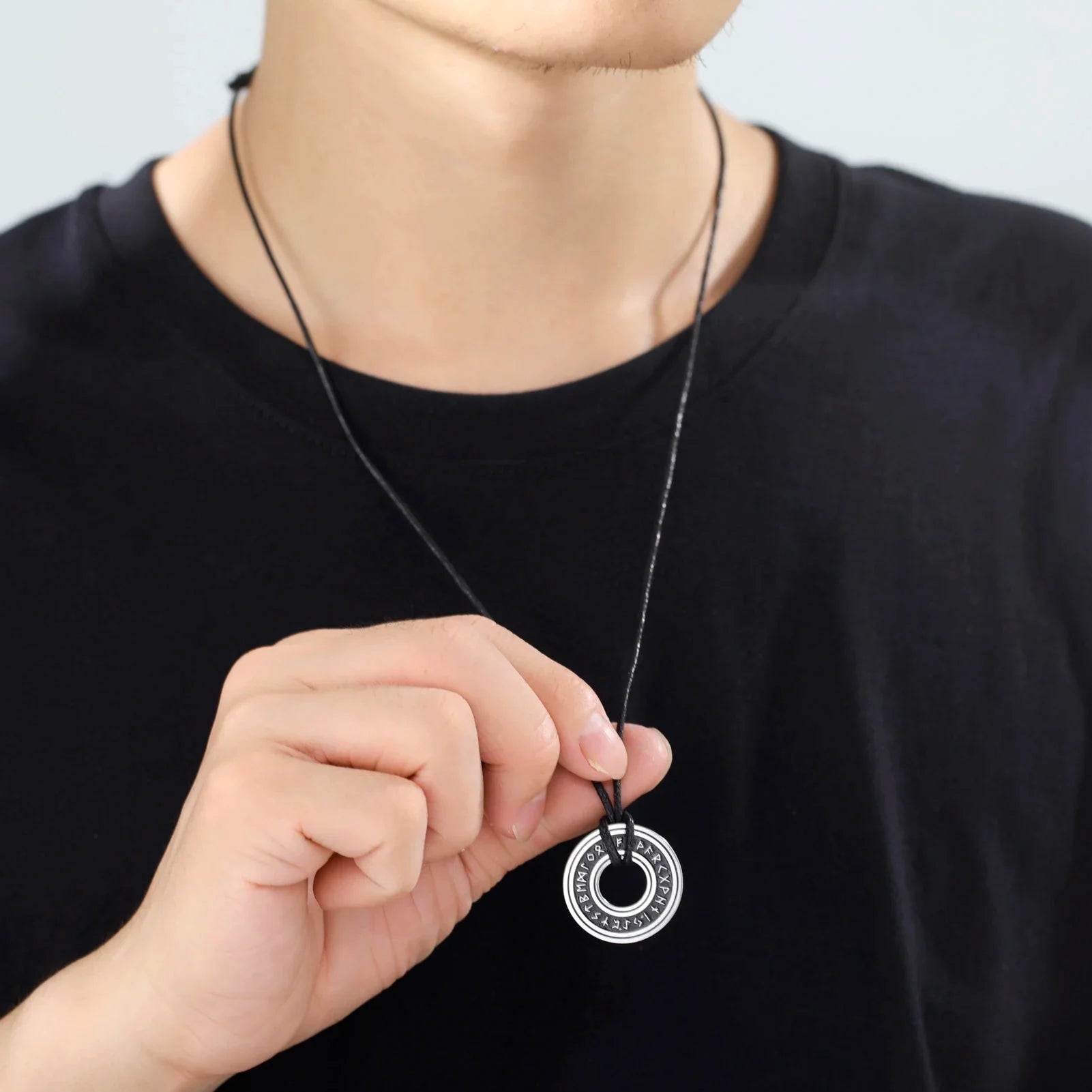 Vintage Nordic Rune Necklace for Men Stainless Steel Norse Runes Viking Jewelry Amulet Talisman