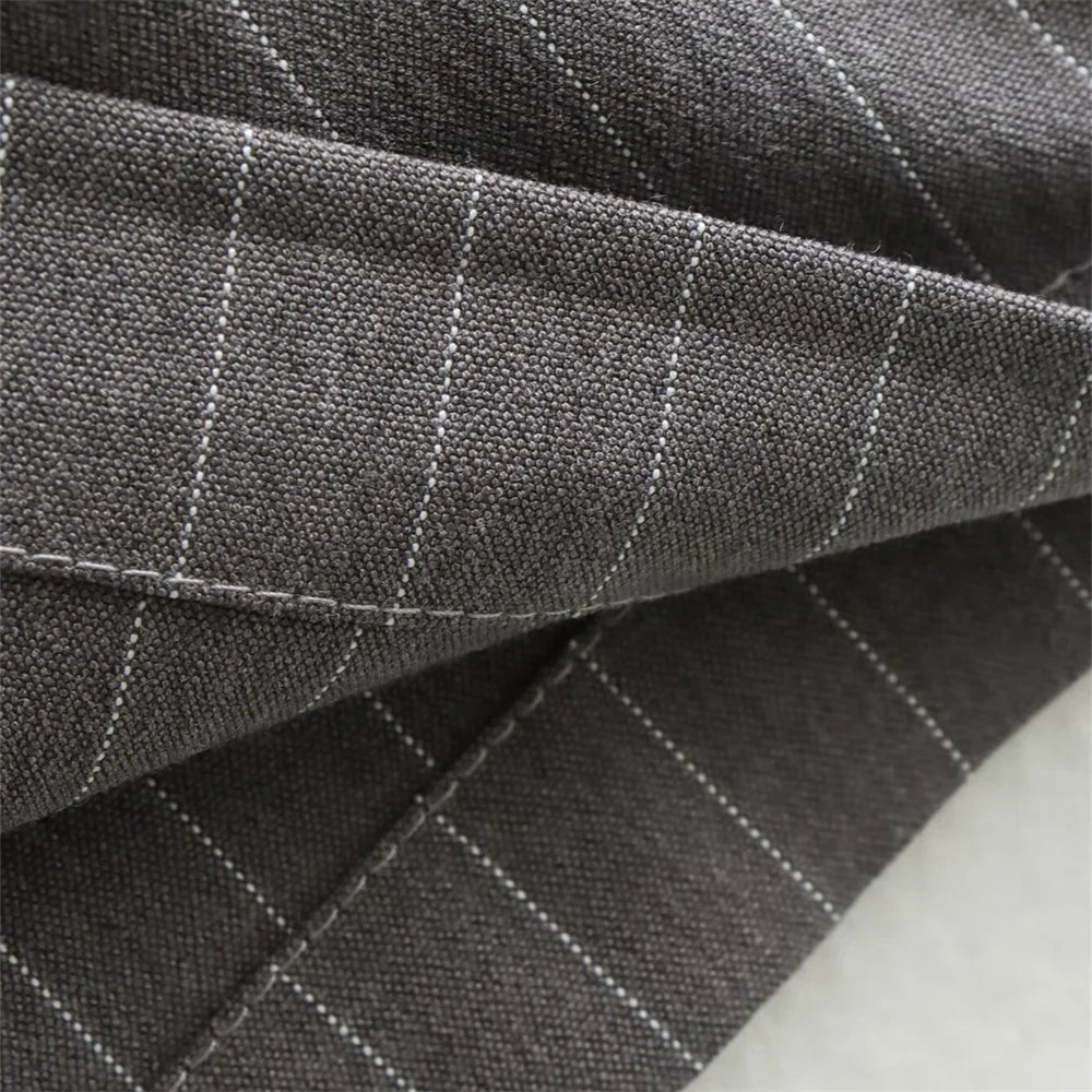 Striped Suit Set For Women With Jacket And Wide Leg Pants