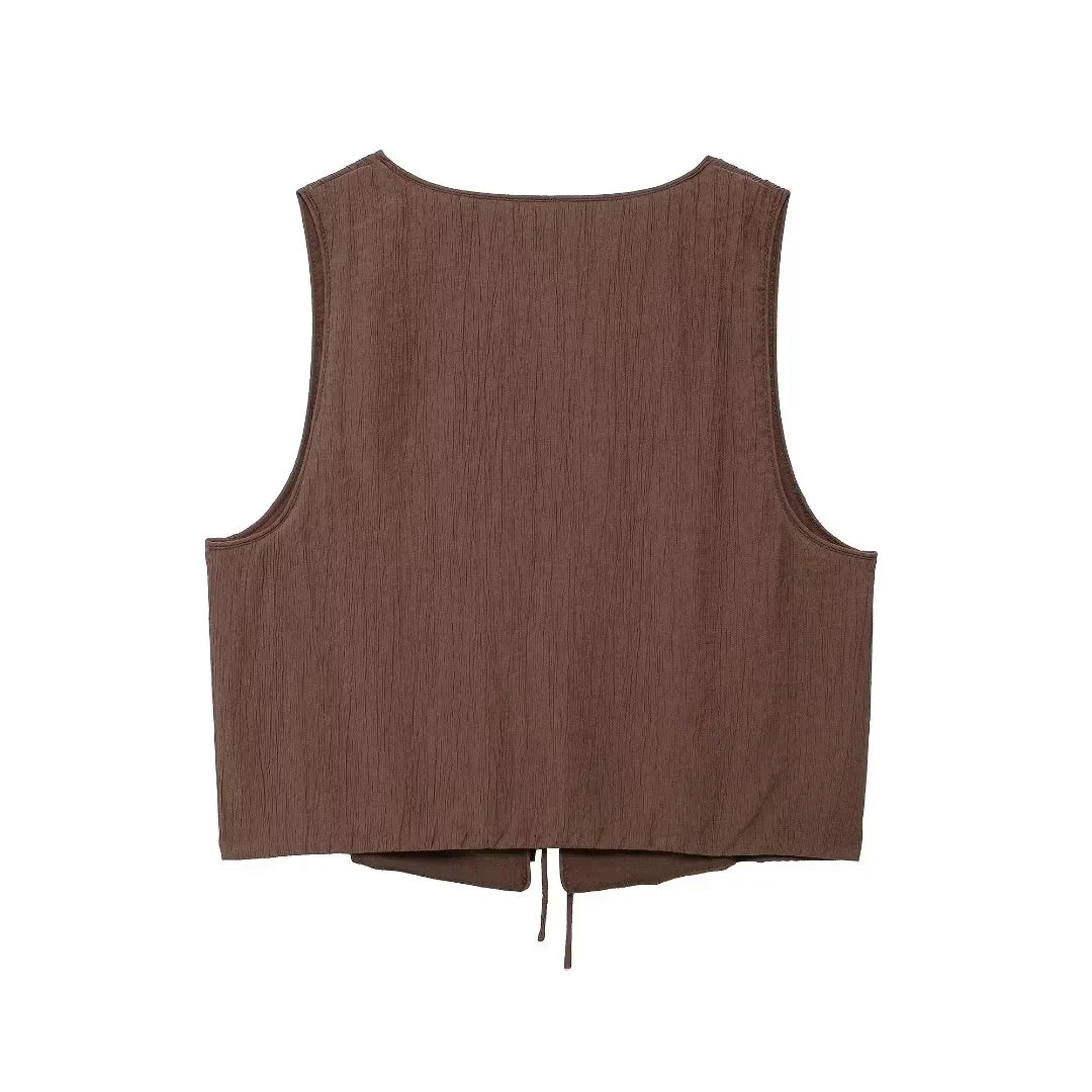 Tied Sleeveless Vest Top and High Waist Midi Skirt Two Piece Set Women's Summer Waistcoat Long Skirt Outfit