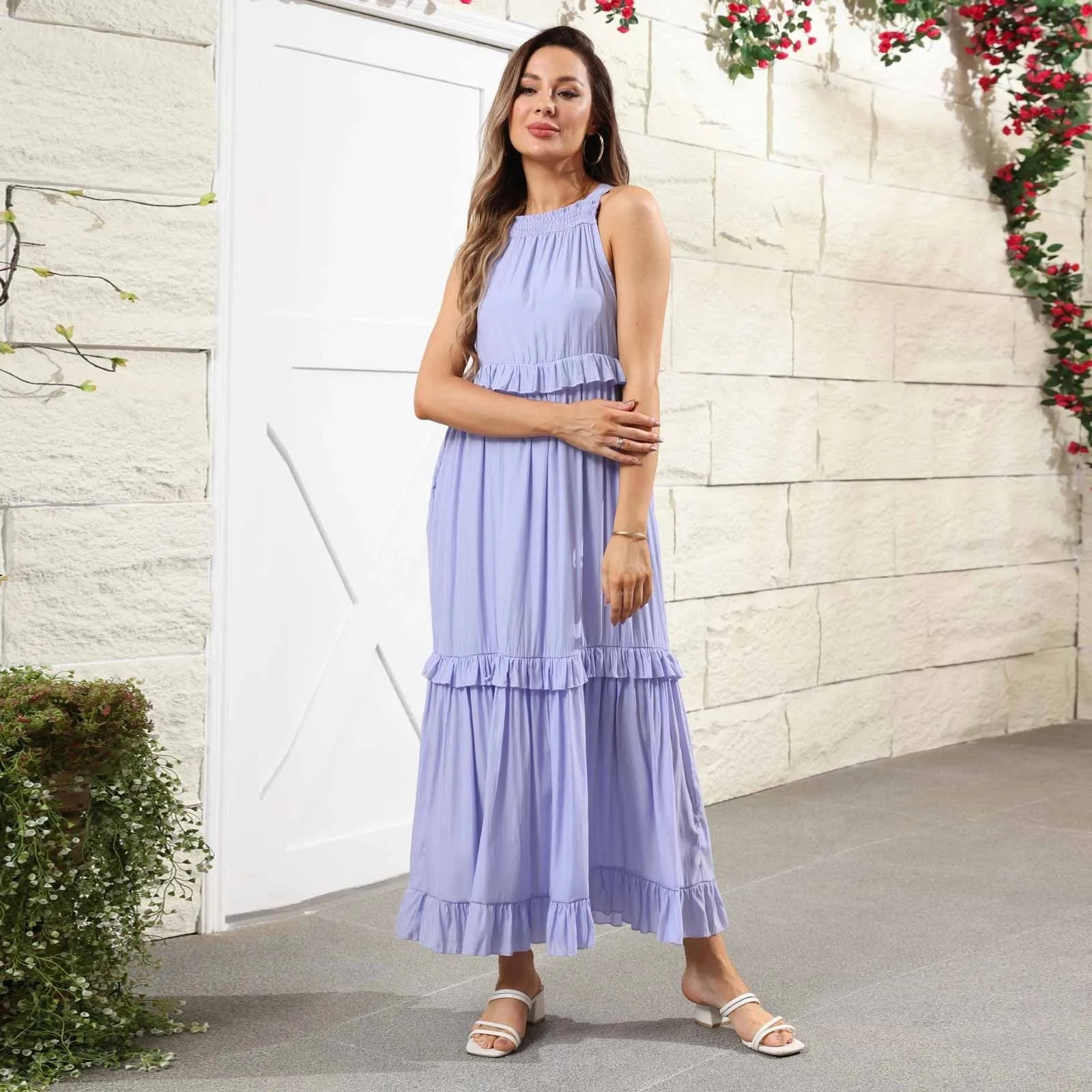 Women Summer Maxi Dress Lightweight Beach Swing Dress