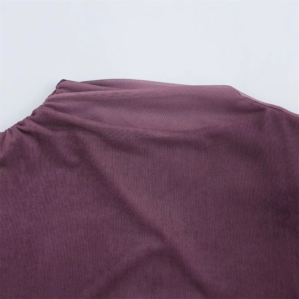 Long Sleeve Polka Dot Maxi Dress With Ruched Details