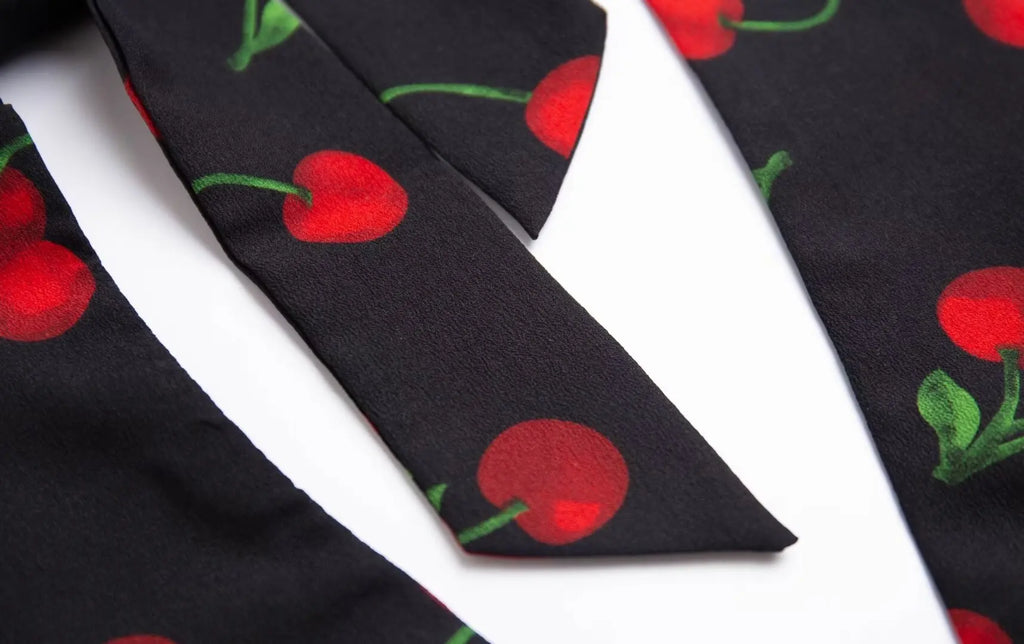 Cherry Print Backless Summer Floral Dress For Women