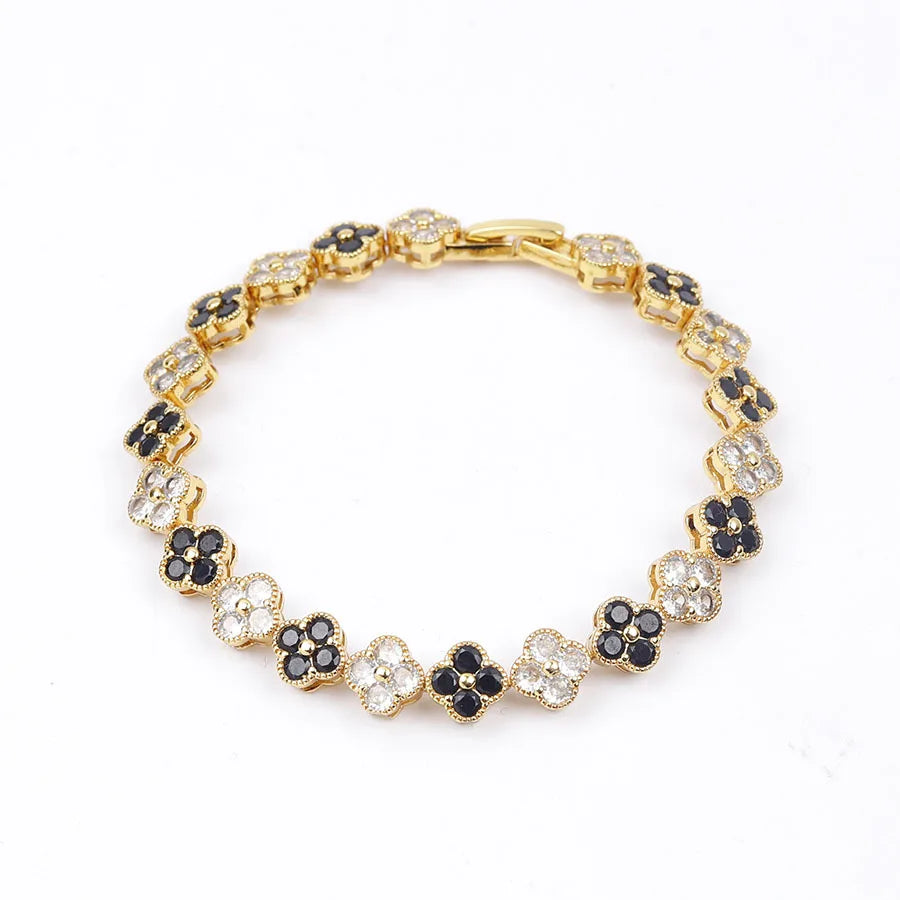 Rainbow Colorful Clover Zircon Bracelet Charming Crystal Jewelry Gift