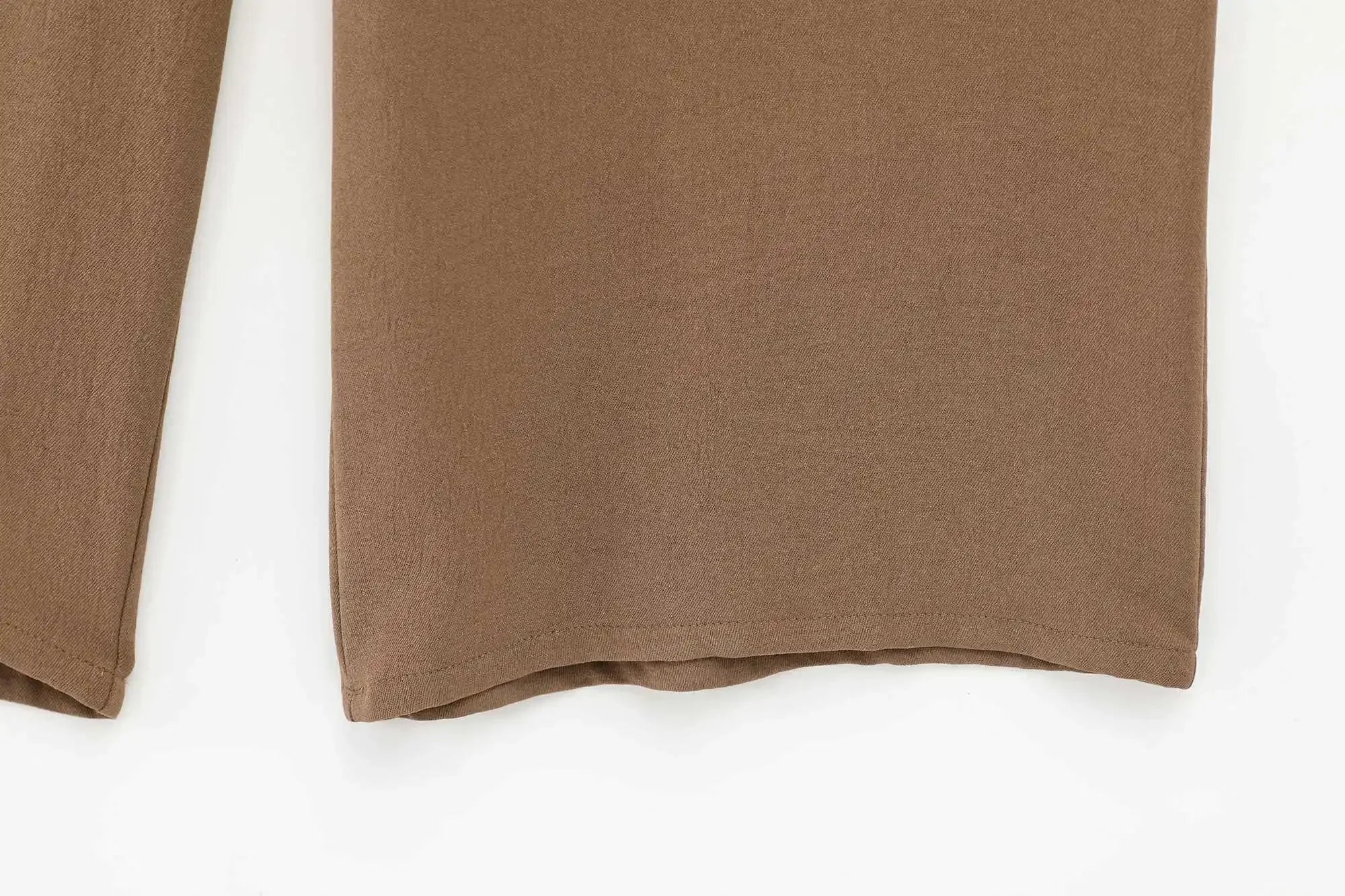 Women's Lace Up Kimono Shirt Top and Elastic Waist Wide Leg Trousers Two Piece Set