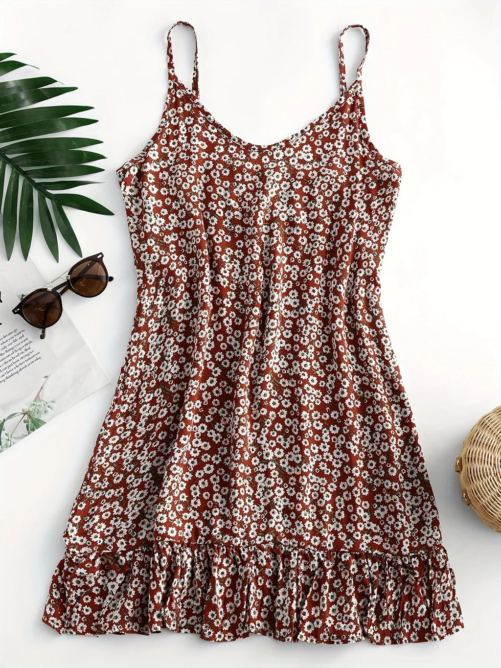 Floral One Shoulder Dress With Waist Enhancing Style