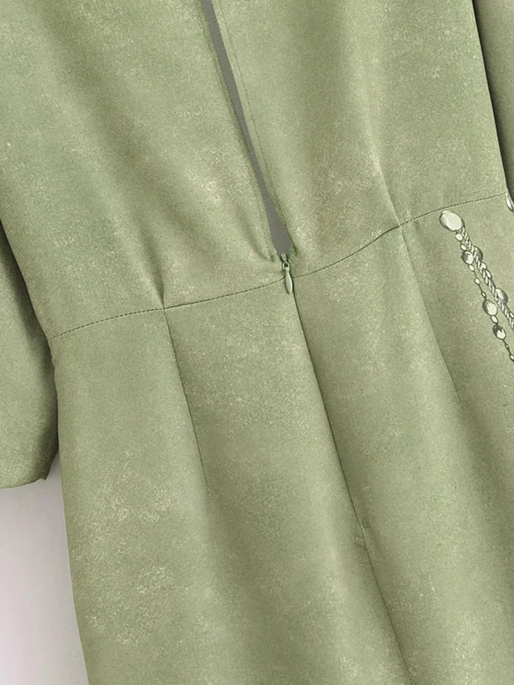 Floral Print Summer Midi Dress Women Three Quarter Sleeve