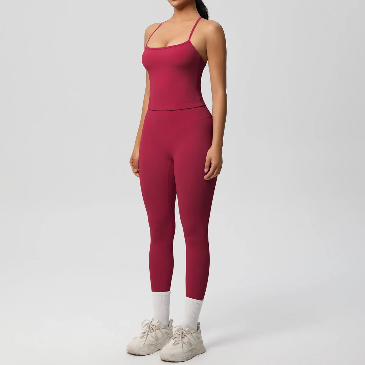 2PCS Nude Feeling Women's Yoga Set with Sports Bra and Leggings for Gym Fitness and Running