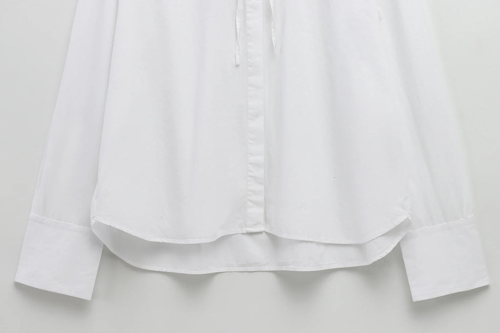 Women's Long Sleeve Lace Up Doll Collar Blouse Single Breasted Chic Street Style Shirt for Spring and Autumn