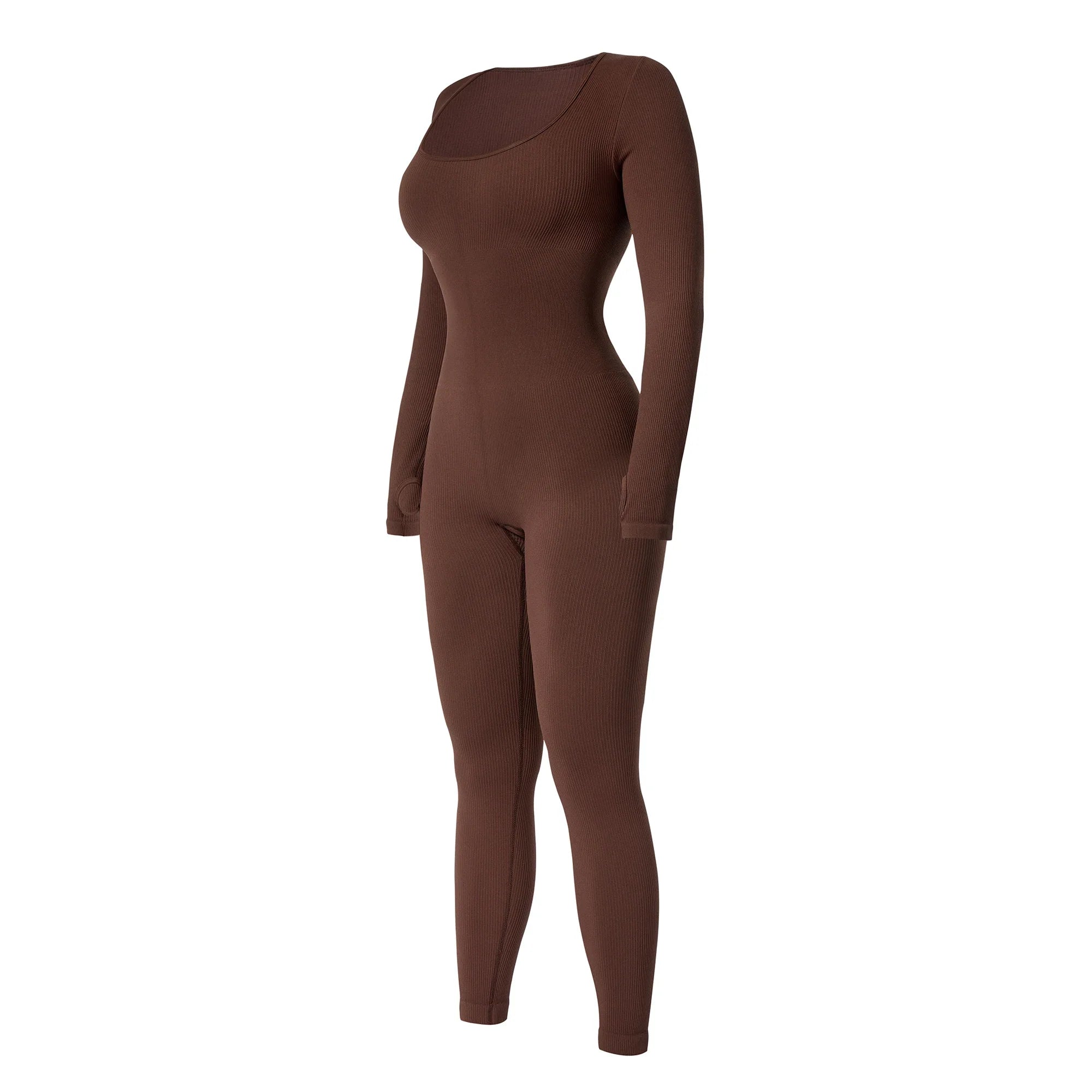 Bodycon Slim Fit Zipper Jumpsuit for Women Casual Brown Fitness Romper Streetwear Playsuit Overall