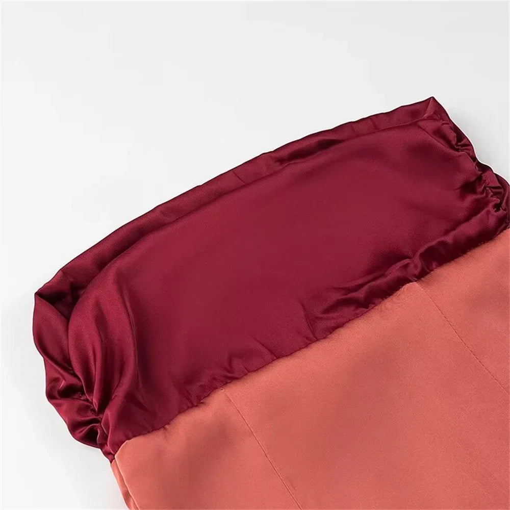 Satin Off Shoulder Sleeveless Tube Top Dress For Women