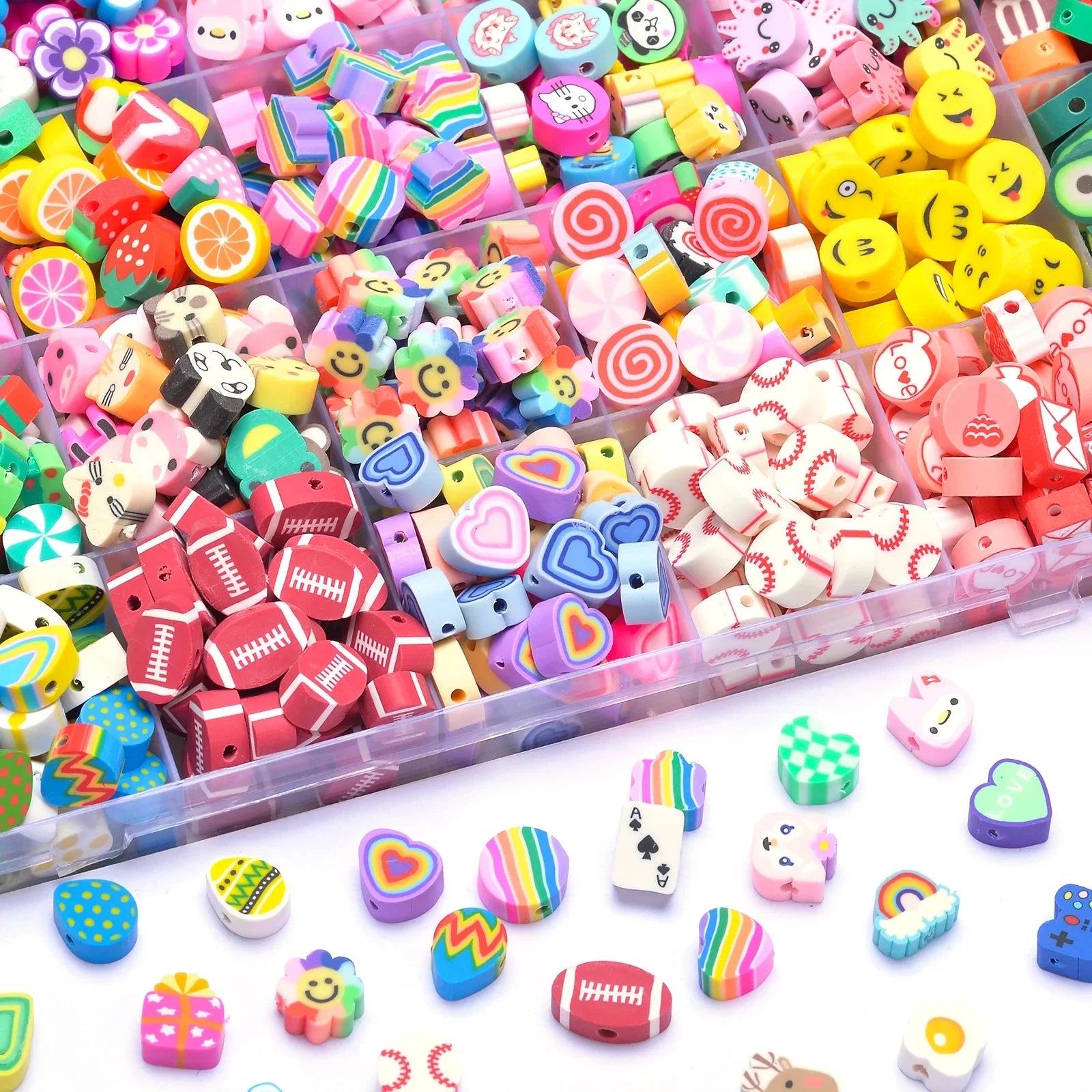 30PCS 10mm Heart Shape Polymer Clay Beads for DIY Jewelry Making and Handmade Bracelets