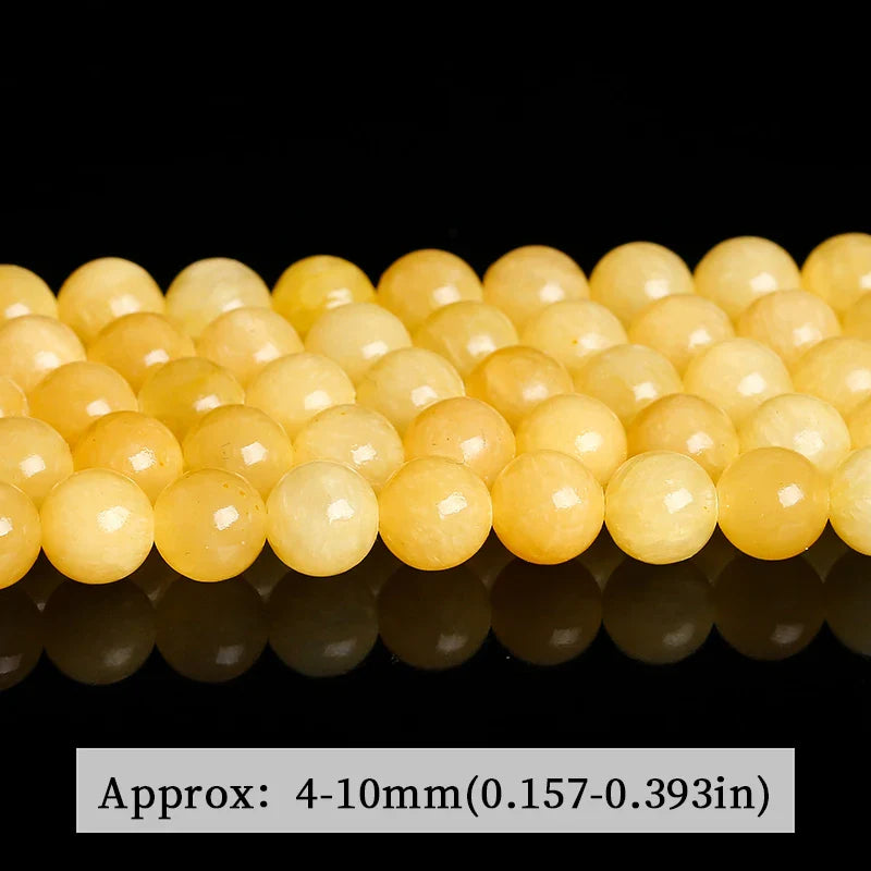 Natural Yellow Jade Round Loose Beads for Jewelry Making DIY Necklace and Bracelet Accessories