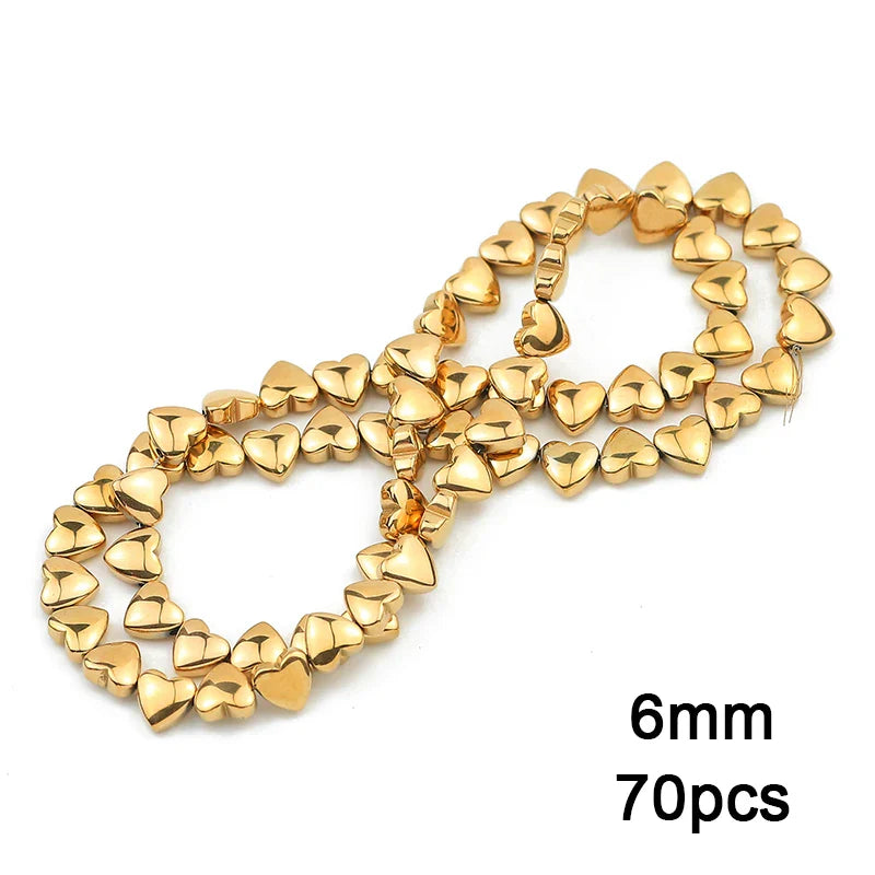 Hematite Natural Stone Gold Plated Loose Beads for DIY Jewelry Making - Star and Heart Shapes