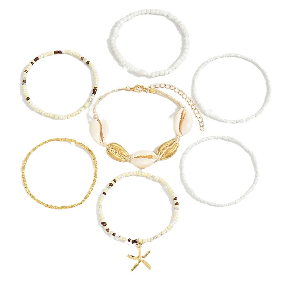 Bohemian Beach Bracelet Set with Shell Beads and Starfish Accents for Women