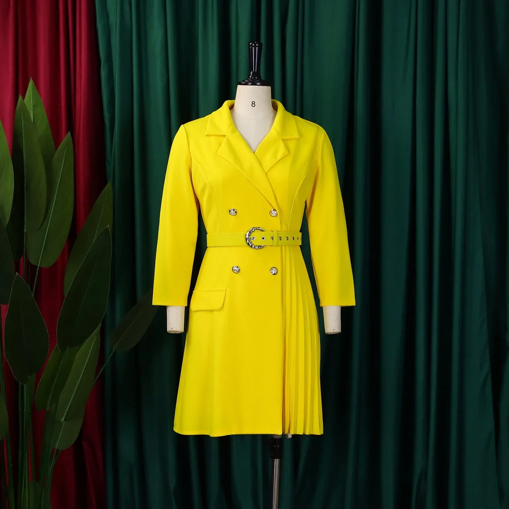 Elegant Blazer Dress For Women Notched Collar Full Sleeve