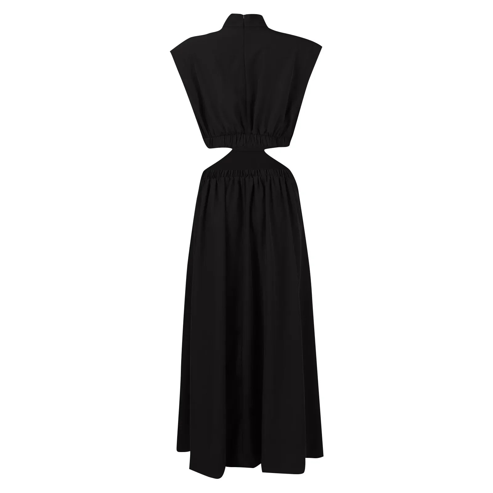 Solid Color High Waist Maxi Dress Sleeveless With Pockets