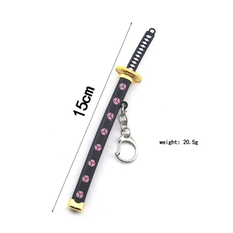 Mini Roronoa Zoro Samurai Sword Keychain Anime Katana Scabbard Ring for Men and Women Cosplay Jewelry Gift