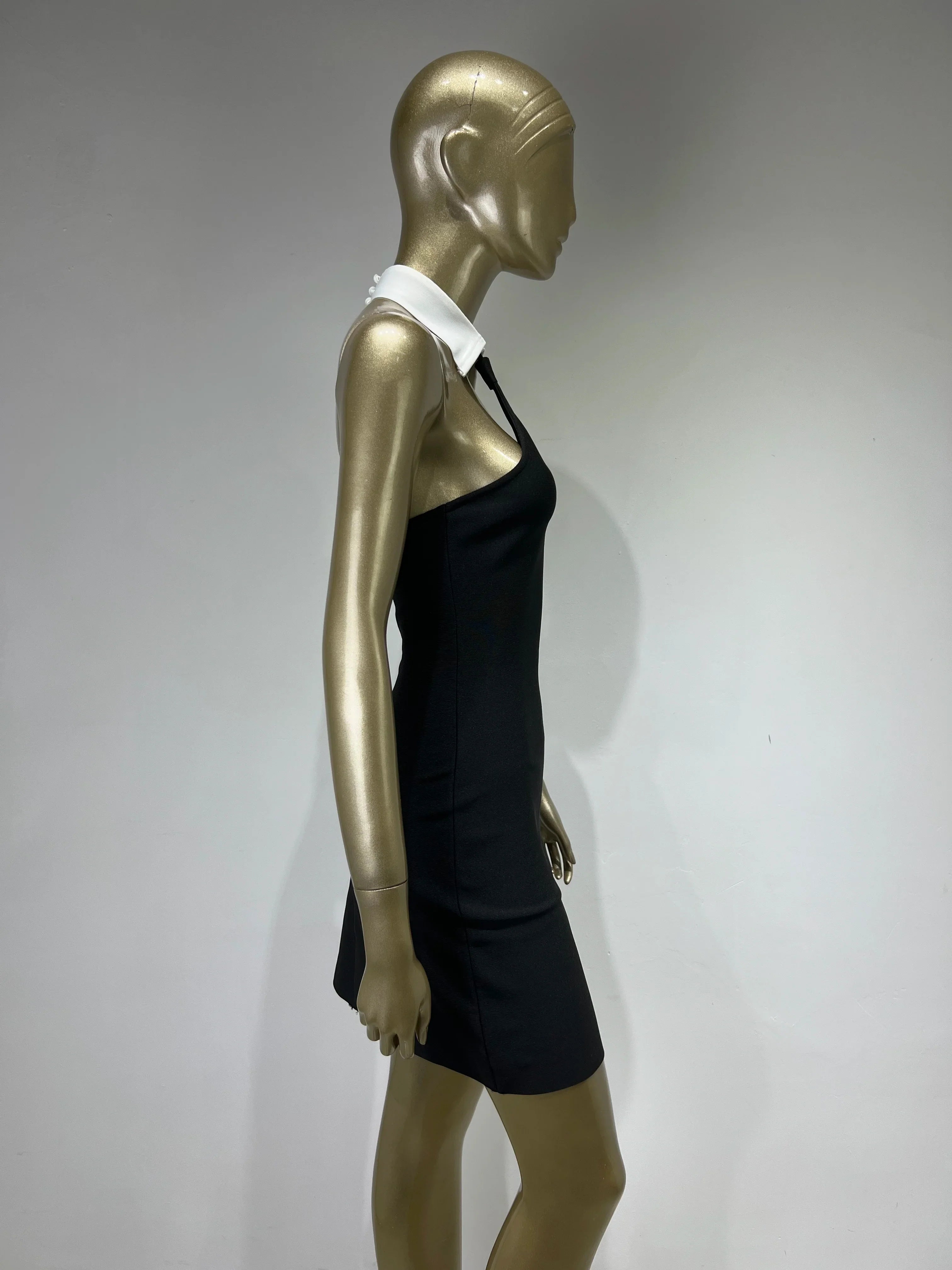 Patchwork Backless Mini Bandage Dress For Evening Party