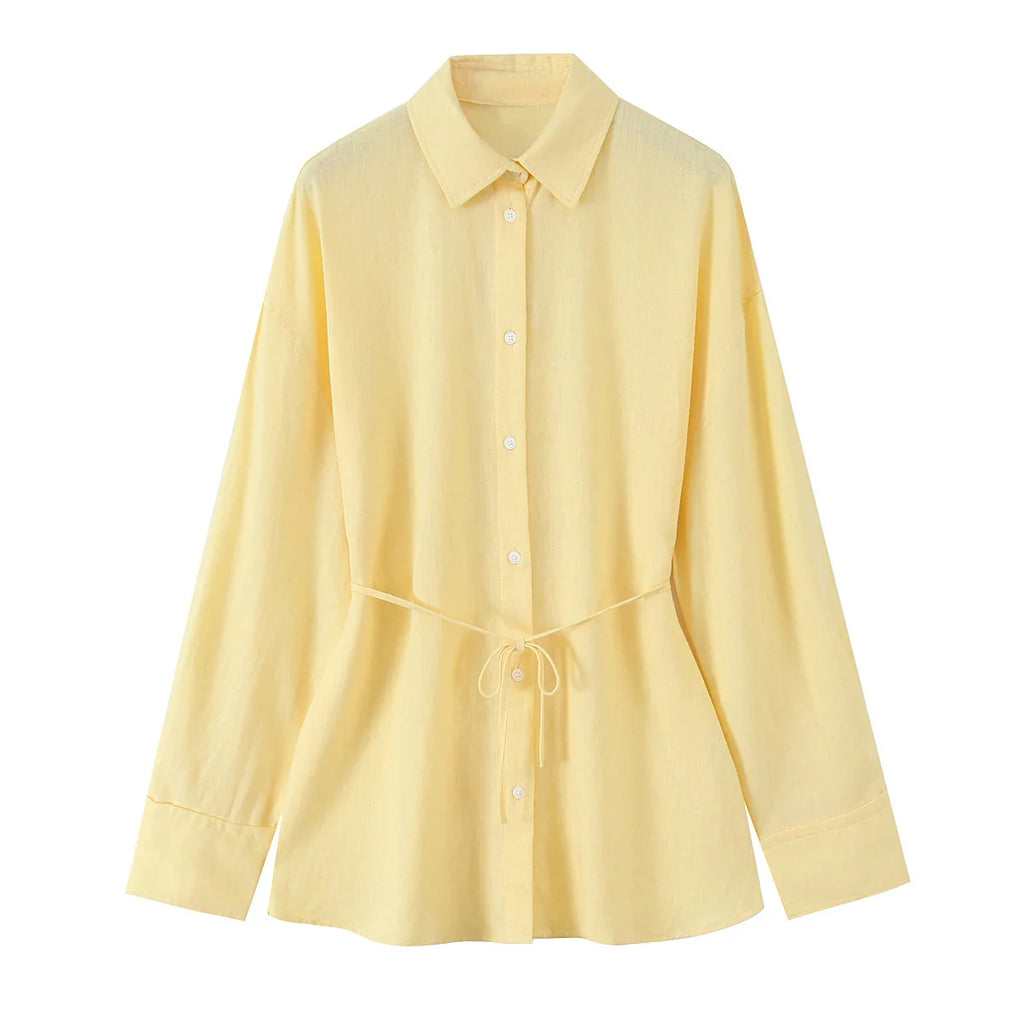 Oversized Women Blouse Summer Casual Long Sleeve Single Breasted Shirt Fashion Loose Fit Top