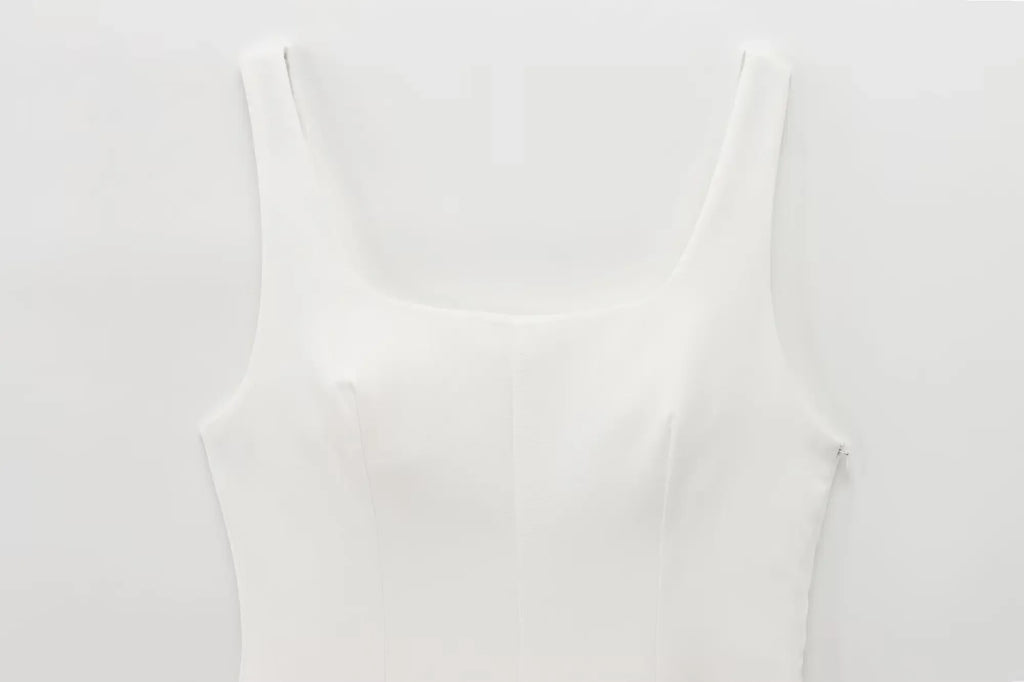 Sleeveless Pleated Mini Dress With Square Collar Chic