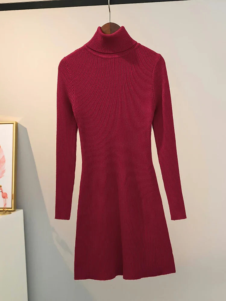 Vintage Knit Dress Women Long Sleeve Bodycon Party Wear