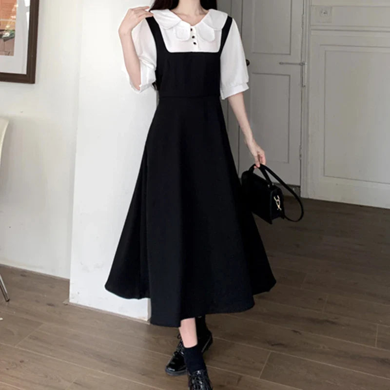 Korean Style Kawaii Summer Midi Dress For Women Ladies