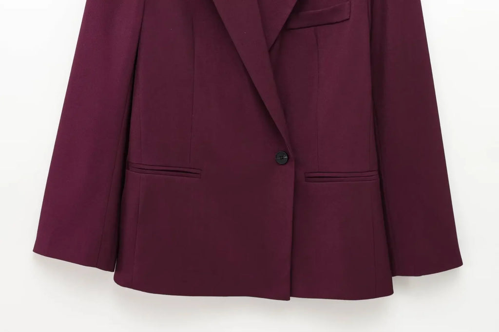 Women's Oversized Suit Jacket and High Waist Wide-Leg Trousers Set with Double-Breasted Top for Spring Fashion