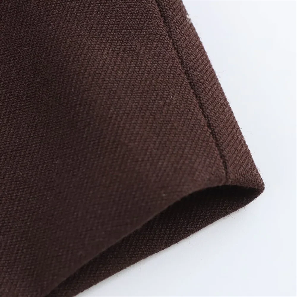 Classic Women's Suit Set Dark Brown Blazer and Tailored Trousers