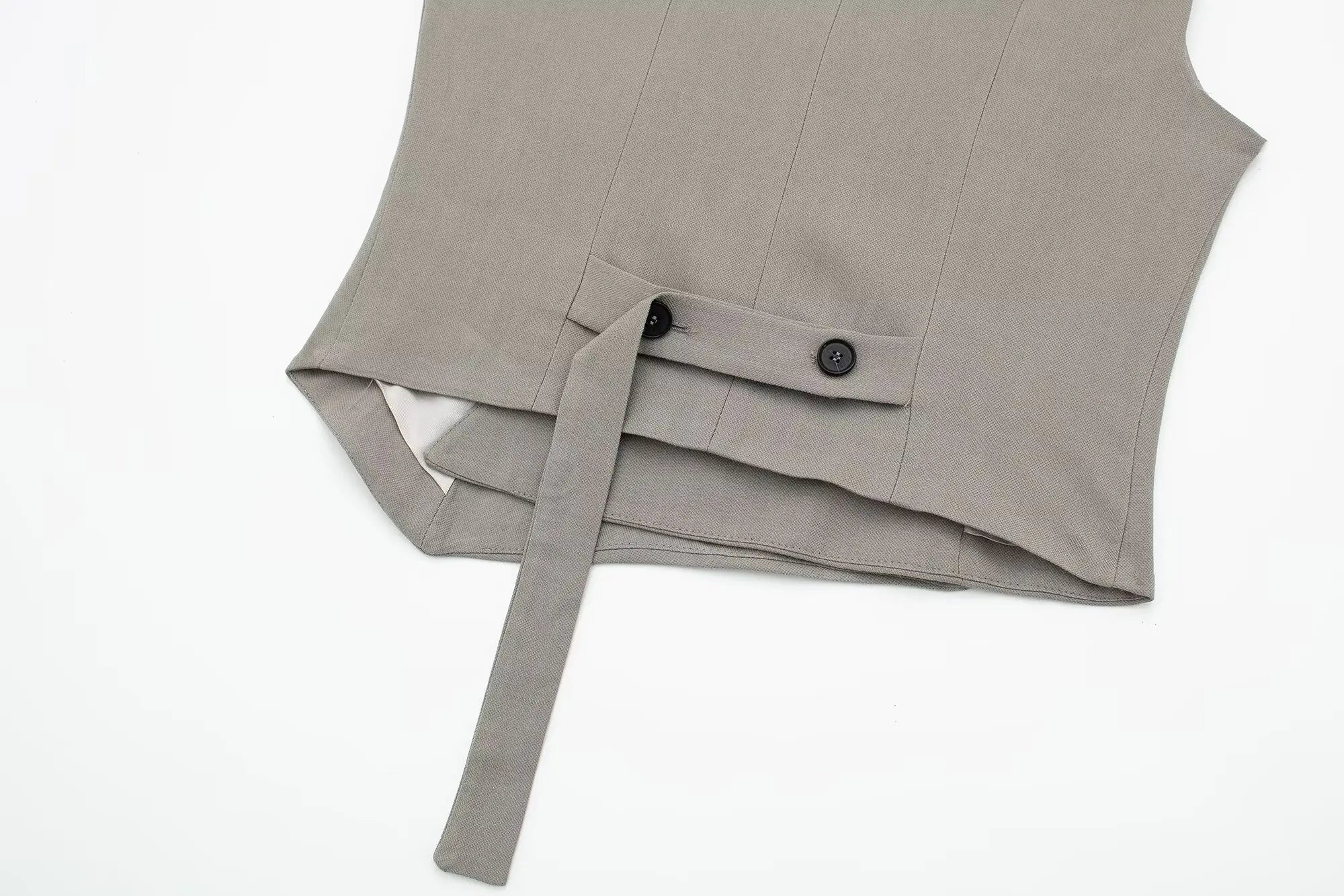 Women's Solid Grey Two Piece Set with Sleeveless Asymmetrical Vest and High Waist Wide Leg Trousers Casual Outfit