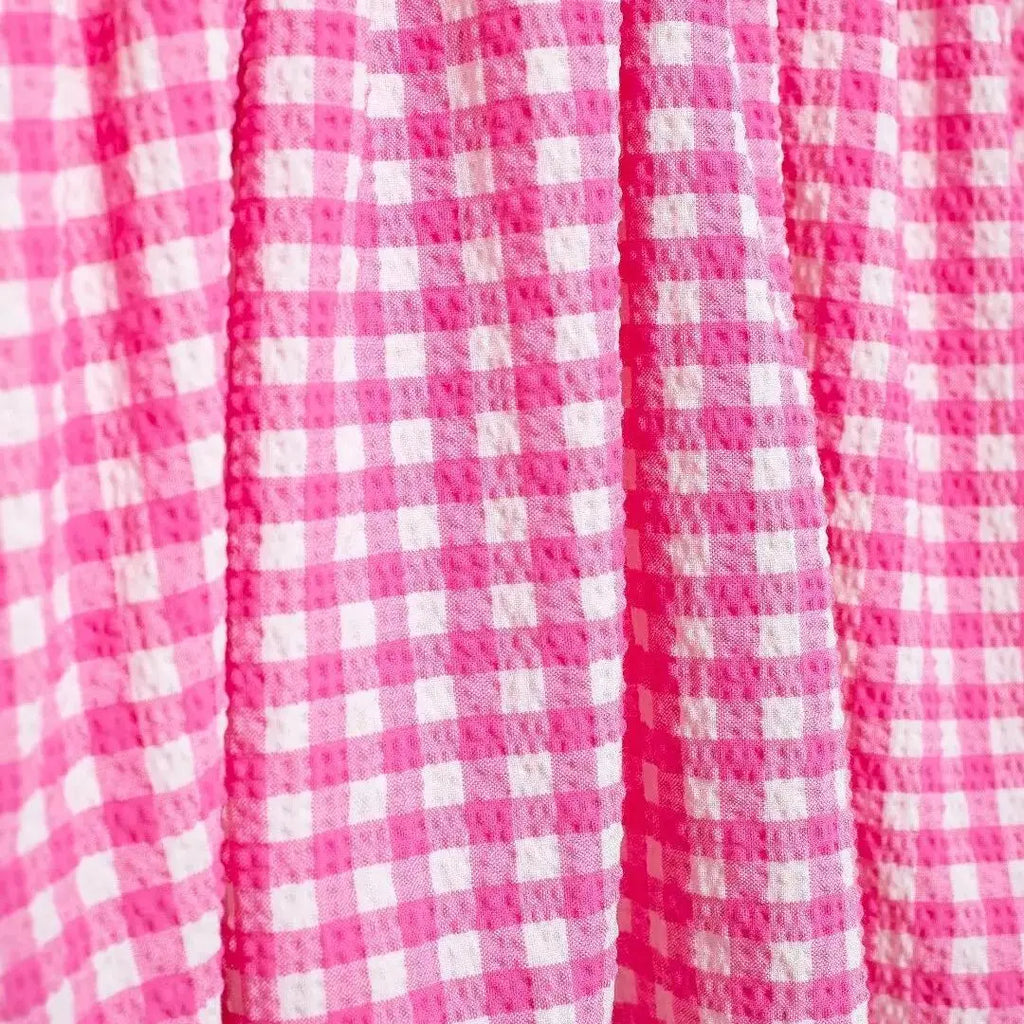 Plaid Print Sleeveless A Line Dress For Women Beachwear