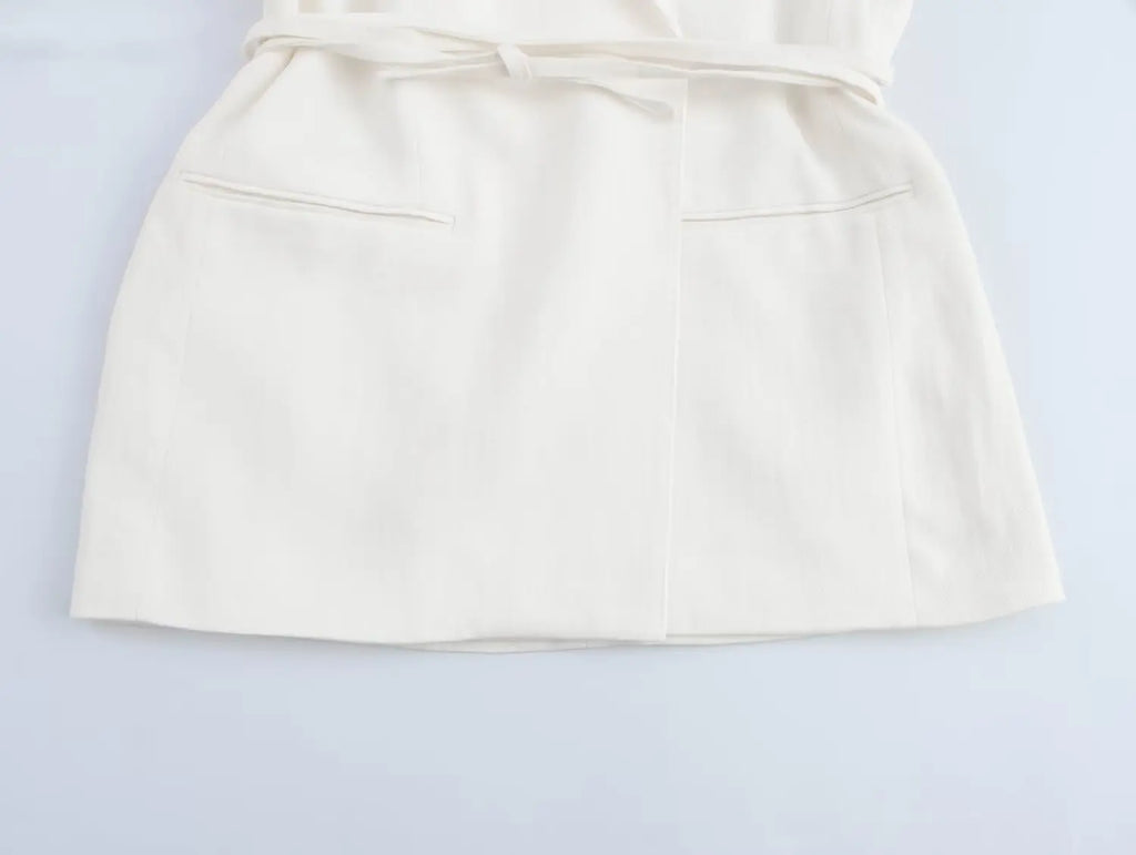 Women's Casual Chic Blended Suit Jacket and Straight Trousers Set for Spring and Summer