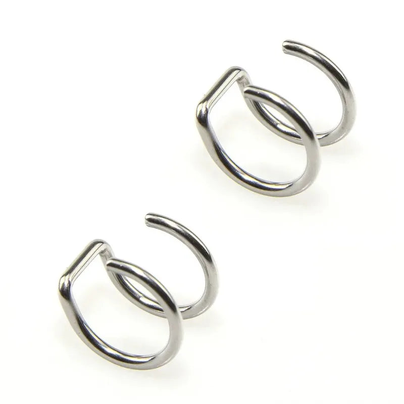 2Pcs Stainless Steel Clip On Ear Cuffs Fake Lip Ring Non Piercing Labret Rings for Men and Women